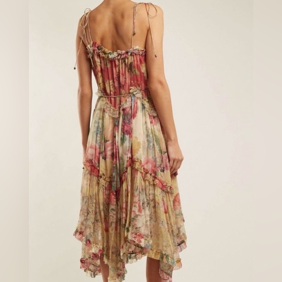 Zimmerman Melody Floating Floral Print Silk Dress Size Zimmermann 0 - Picture 2 of 16